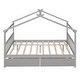 preview thumbnail 15 of 20, Full-Size Wooden House Bed with Drawers, Pine Wood Frame for Kids' Bedroom