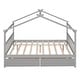 preview thumbnail 11 of 19, Full Size Wooden House Bed with Drawers Storage Bed for Kids, Teens, Girls, Boys Upholstered Platform Bed Easy Assembly