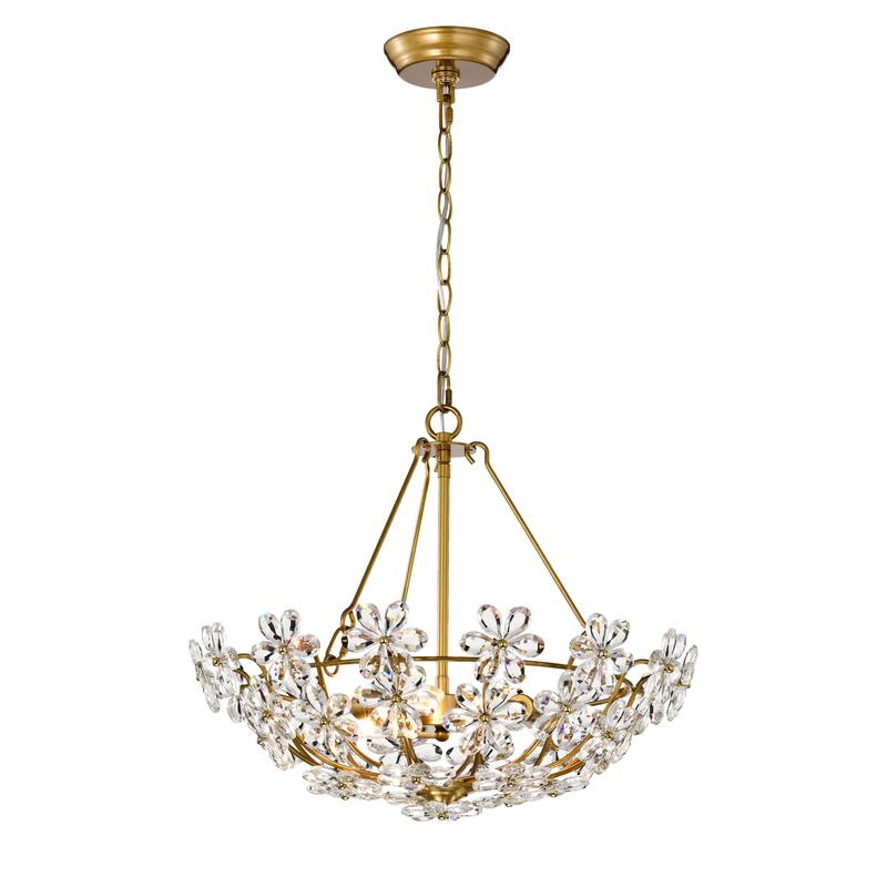 Rosa Glam 3-Light Daisy Crystal Glass Flower Chandelier