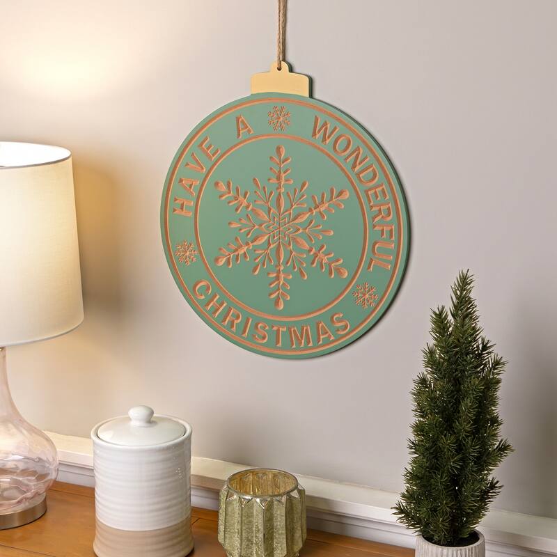 Have a Wonderful Christmas Round Ornament Shaped Wall Sign - 17.5"
