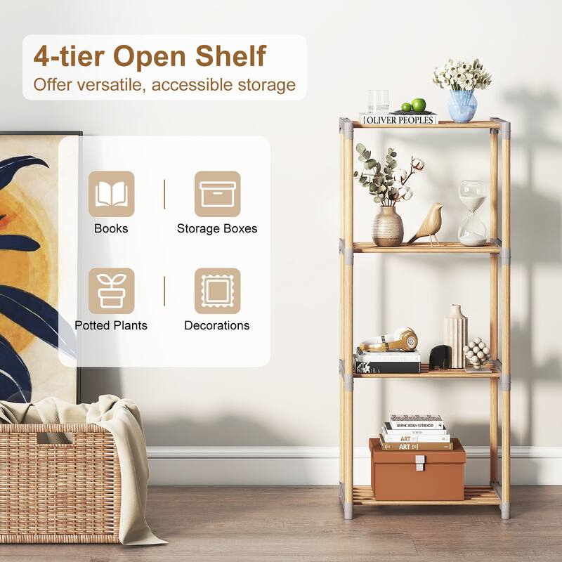 Gymax 4-Tier Bookshelf w/Open Shelves Freestanding Storage Organizer