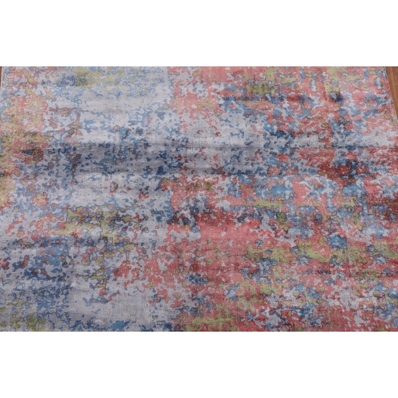 Contemporary Abstract Area Rug Handmade Oriental Wool Carpet - 6'0" X 7'9"