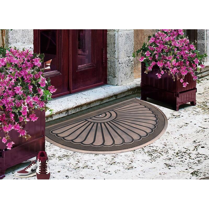 A1HC 100% Pure Rubber Front Door Mat 30”x48”, Non-Slip, Thin Profile Heavy Duty Doormat,Indoor Outdoor Sunburst Good Luck Design