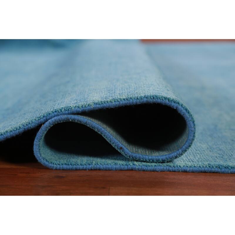 Hand Knotted Oriental 100% Wool Carpet Modern Solid Navy Blue & Blues Gabbeh Area Rug - 9' 9'' X 9' 9''