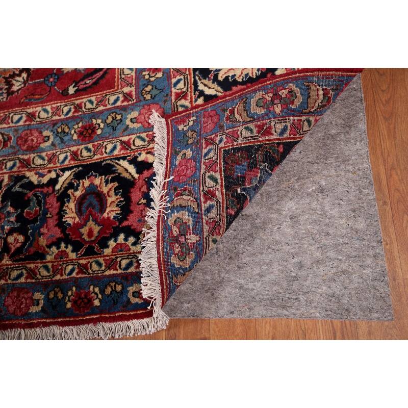 Floral Mashad Large Antique Persian Area Rug Handmade Wool Carpet - 9'6" x 16'4"