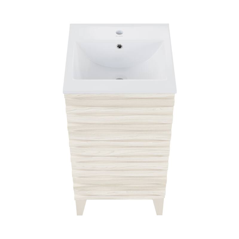 Cascade 18" Freestanding Bathroom Vanity In White Oak With Sink Top - 18