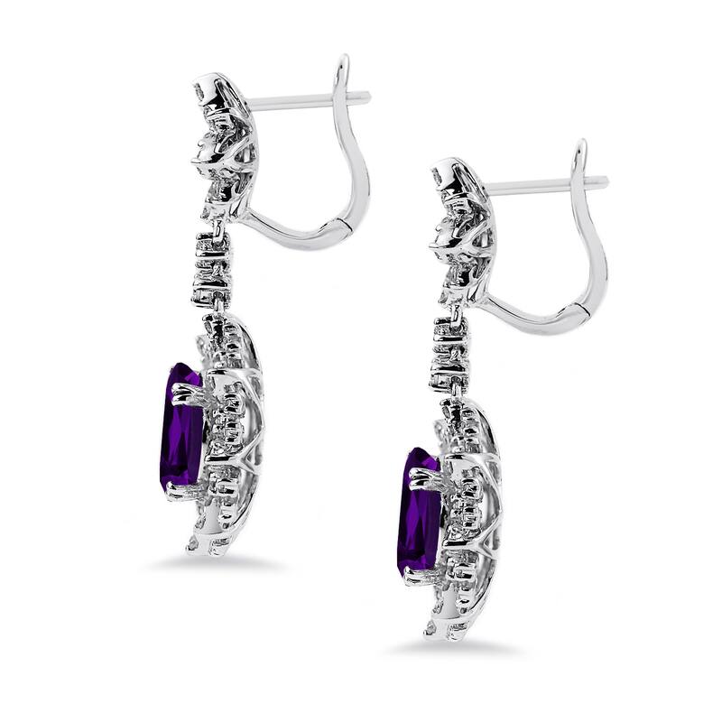 Auriya 4 5/8ct Fancy Oval-cut Amethyst Halo Diamond Drop Earrings 1 3/4ctw 18k Gold