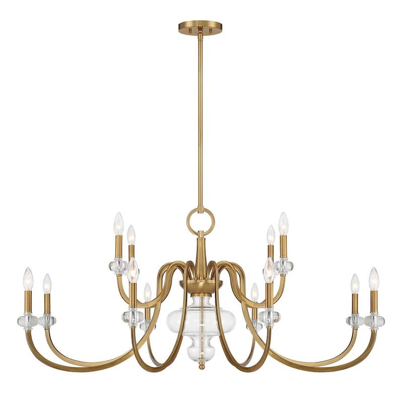 Warm Brass 12 Light Chandelier from the Bergdorf Collection