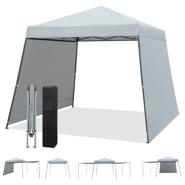 Patio 10x10FT Instant Pop-up Canopy Folding Tent with Sidewalls and Awnings Outdoor-Gray - 118 x 118 x 100.39 inch (L x W x H)