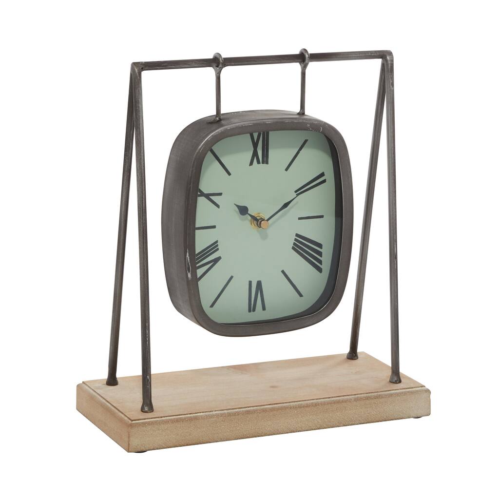 Wood Pendulum Clock with Wood Base - Gray - Roche River Decor