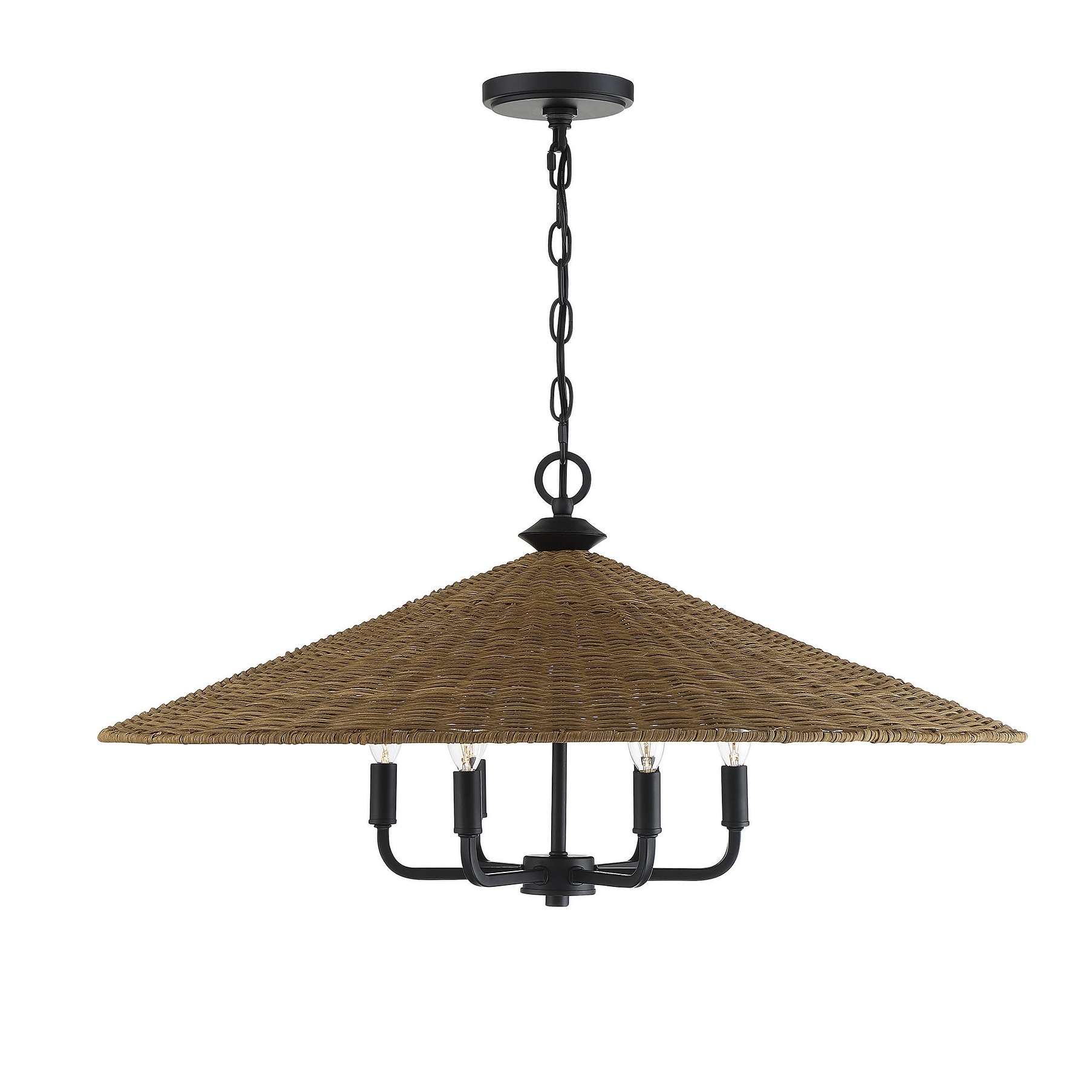 Savoy House Eman 6 Light 30" Wide Pendant - Matte Black / Dark Rattan