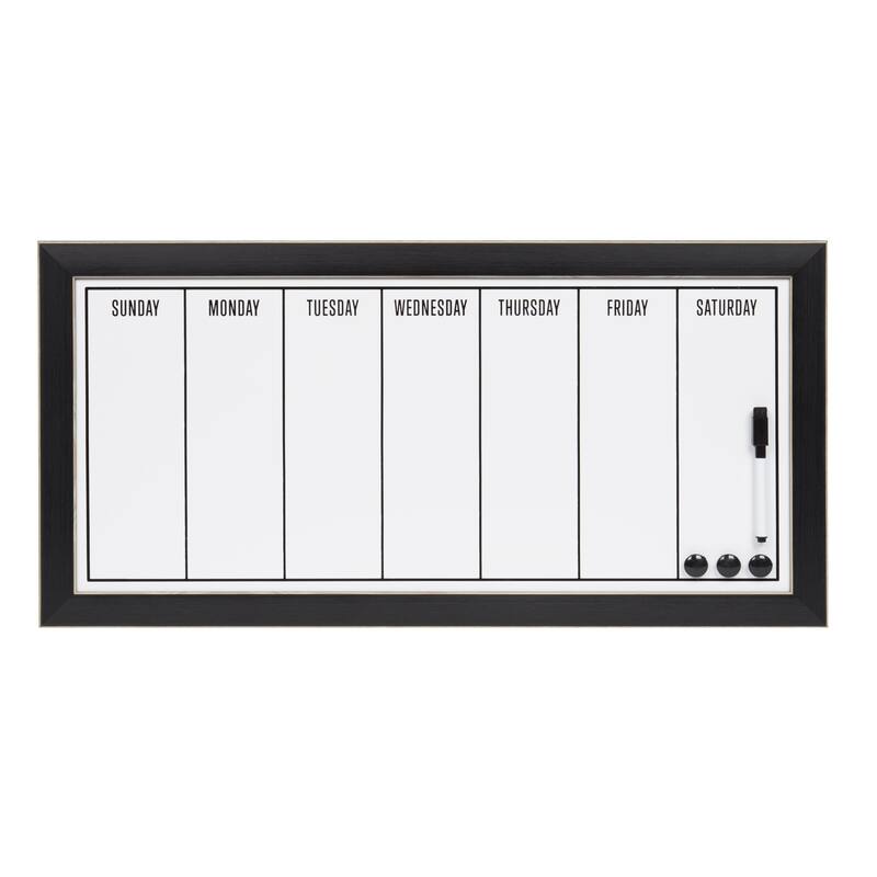 Black-framed Magnetic Weekly Calendar Dry Erase Board - Black