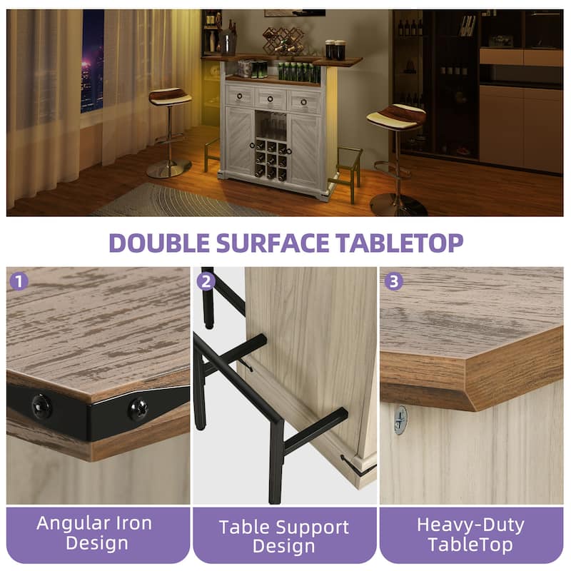 Home Bar Unit, 2 -Tier Liquor Bar Table