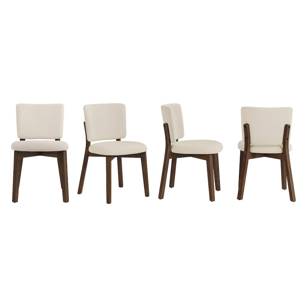 Wooden Dining Chairs with Back Set of 2/4, Modern Fabric Upholstered Kitchen Chairs in Flaxen for Kitchen Dining Living Room.