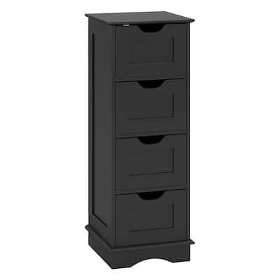 4-Drawer MDF Floor Storage Cabinet with 4 Drawers and Cutout Handles for Bathroom Bedroom Laundry Room - 12" x 12" x 32"