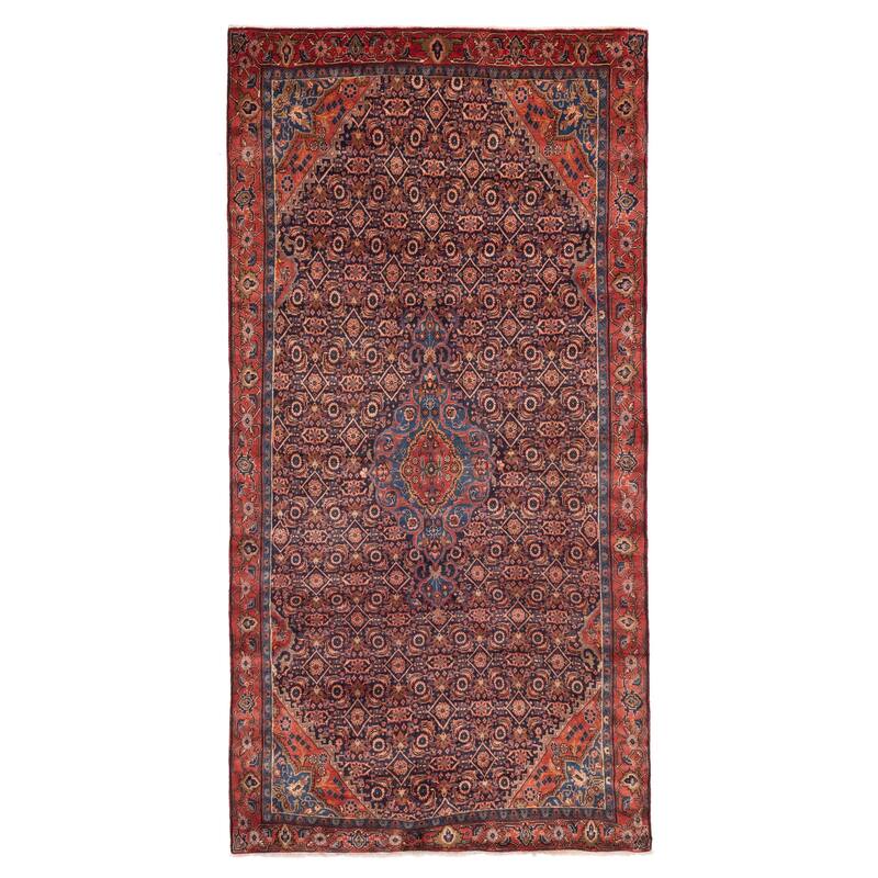 ECARPETGALLERY Hand-knotted Anatolian Vintage Dark Navy Wool Rug - 4'8 x 9'6