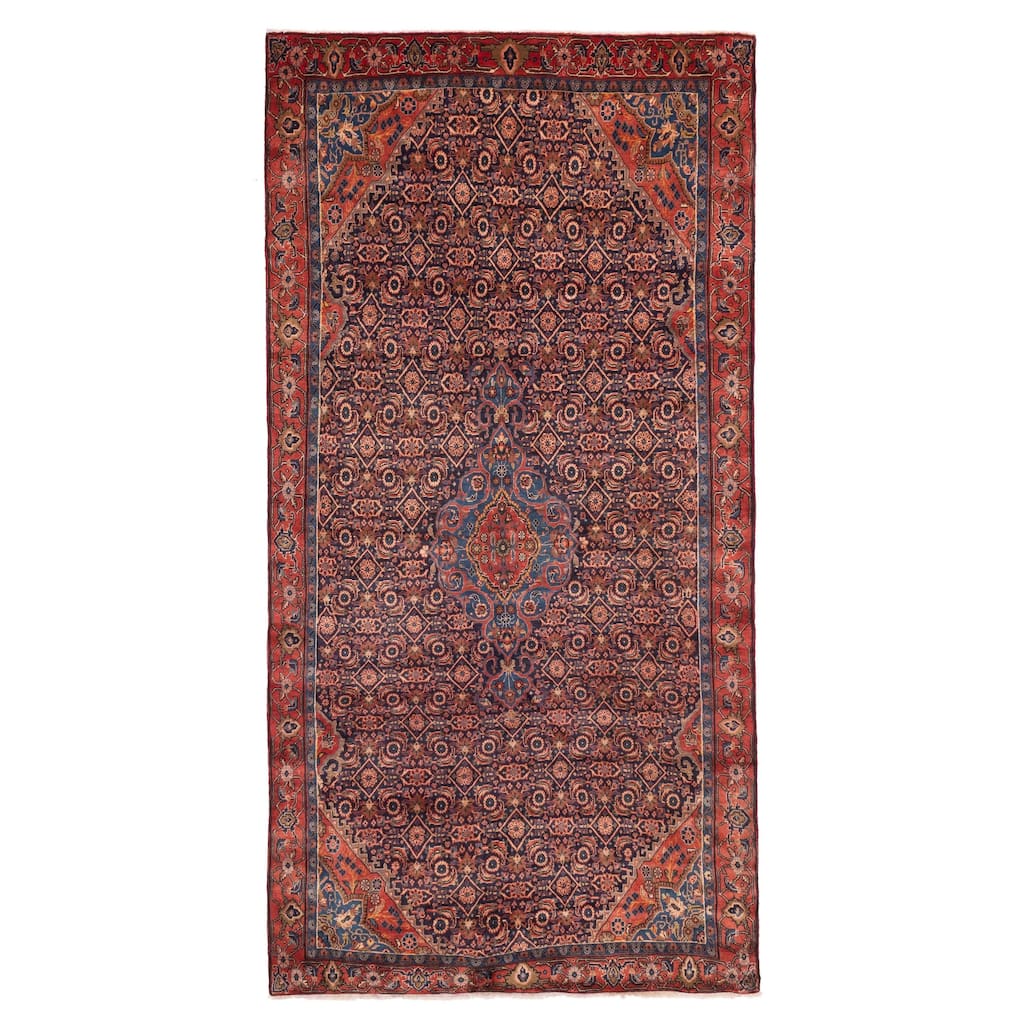 ECARPETGALLERY Hand-knotted Anatolian Vintage Dark Navy Wool Rug - 4'8 x 9'6