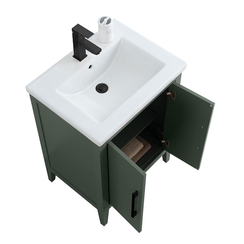 Vanity Art 20" or 24" or 30" Single Sink Bathroom Vanity Cabinet with Ceramic Top