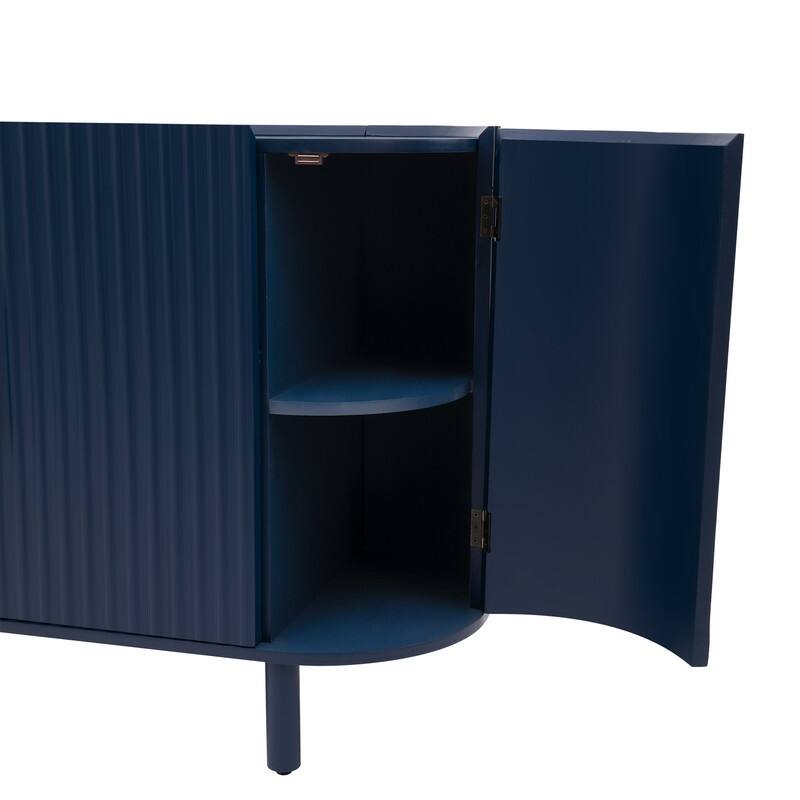 Light Luxury Sideboard with Adjustable Shelves, Curved Design Storage Buffet Cabinet for Living Room/Kitchen/Entryway/Hallway