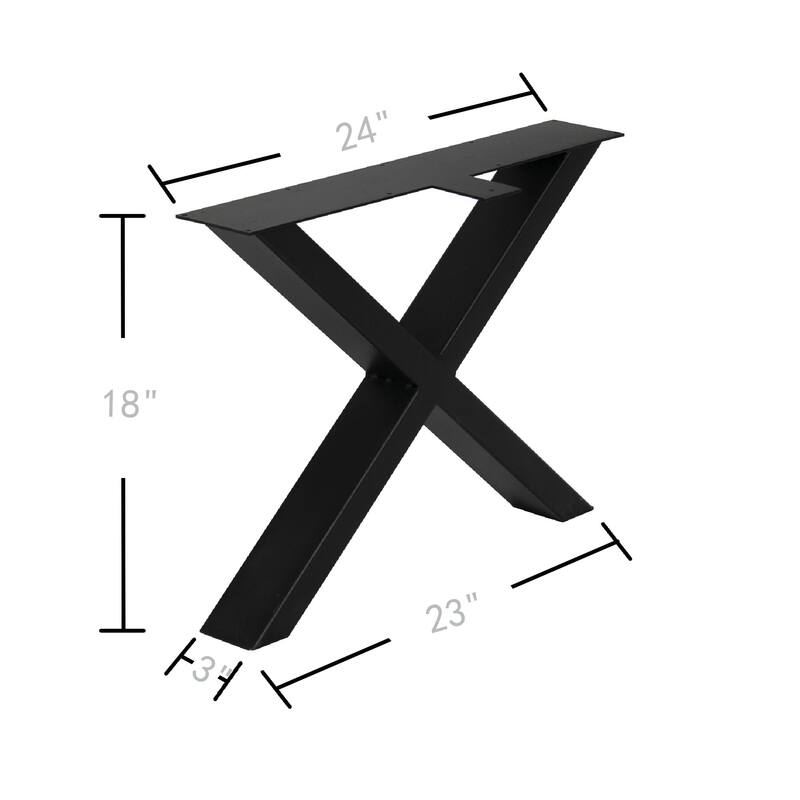 X-Type Iron Solid Metal Furniture Table Legs - 18" (2 pc)