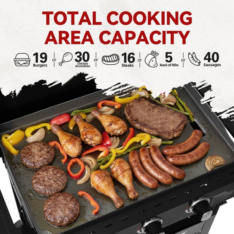 Royal Gourmet, Gas Griddle with Hood and Collapsible Side Shelves