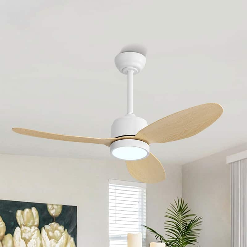 MLiAN 42 in 3 ABS Blades Indoor and Outdoor Ceiling Fan with Integrated LED and Remote Downrod