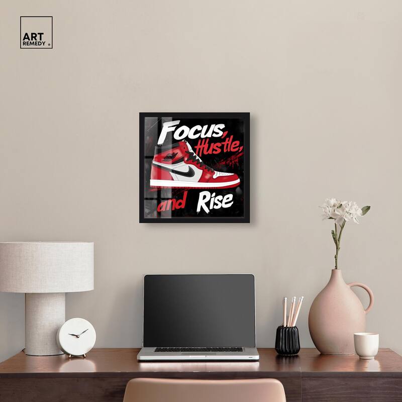 Hustle and Rise Sneaker Red Shadowbox by Art Remedy