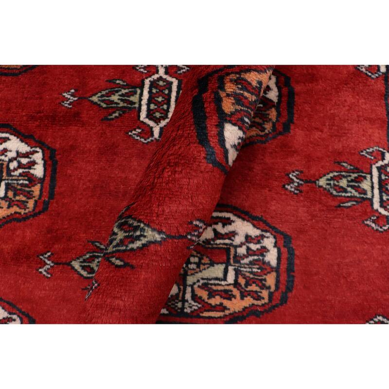 Tribal Bokhara Barajas Red/Rust Hand Knotted Wool Rug - 4'1'' x 6'4''