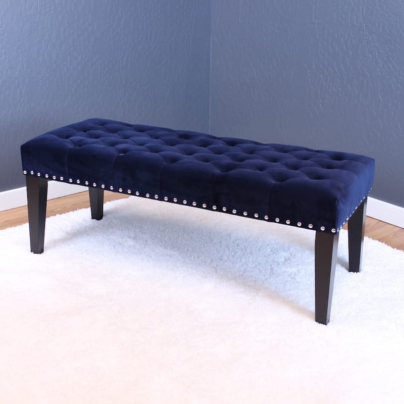 Silver Orchid Orla Velvet Bench - Ink Navy