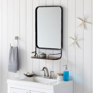 Rowanne Traditional Silver Mirror With Wood Shelf - On Sale - Bed Bath ...