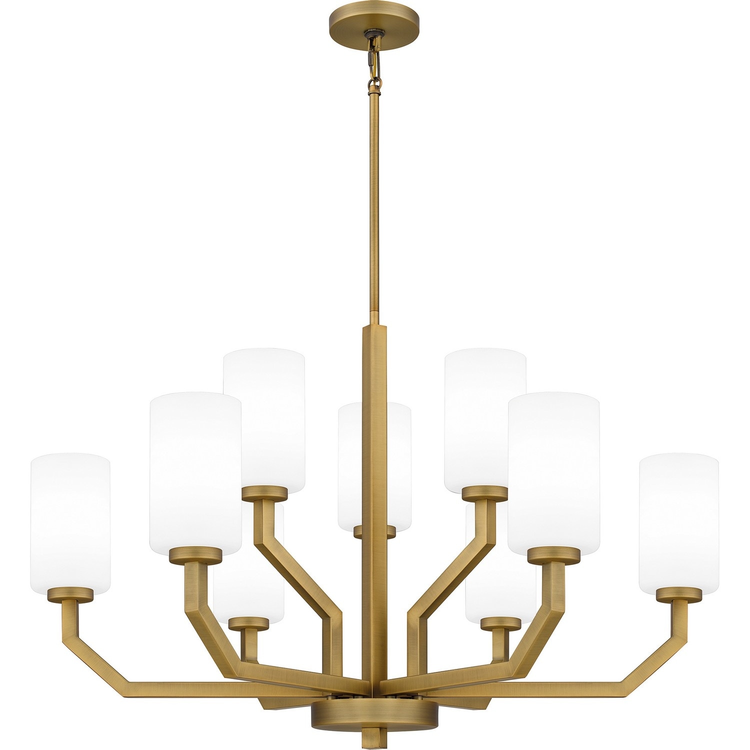 Aged Brass Nine Light Chandelier from the Cavalier Collection