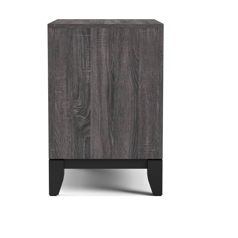 Two-Tone Nightstand - Gray Finish with Two Drawers & Wooden Legs