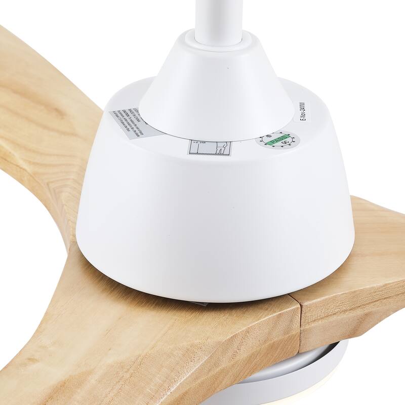 YUHAO 52 in. Indoor Matte Black Solid Wood Ceiling Fan with Integrated LED and Remote Control