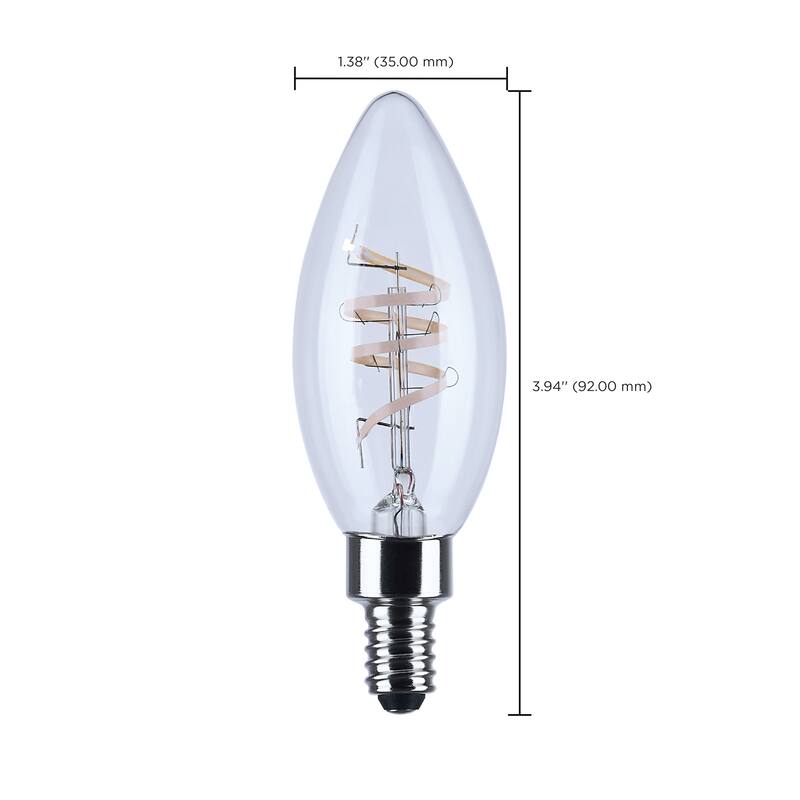 4 Watt B11 LED Reminiscent Flex Gray Coil Filament E12 Base 2700K 120V 2 Pack - Clear