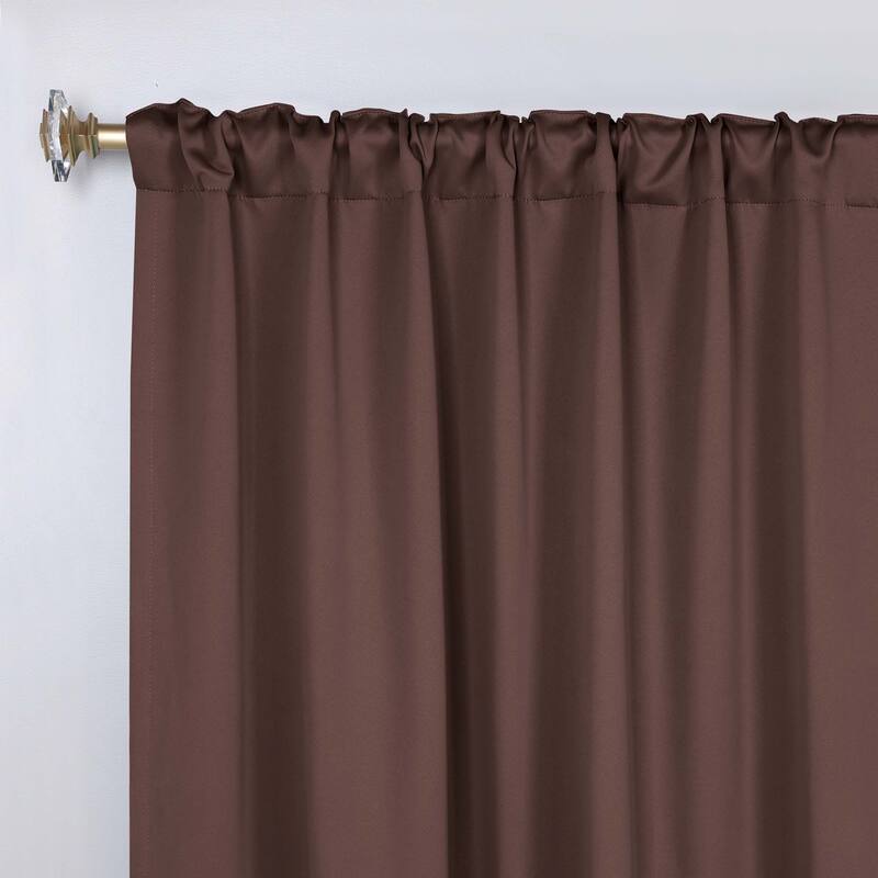 Superior Solid Machine Washable Room Darkening Curtains with Back Tabs, Set of 2