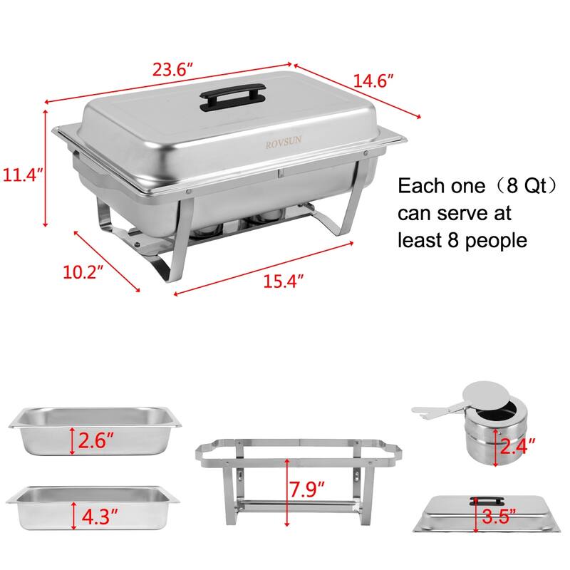 9L 1/2 Sets of Dishes Stainless Steel Rectangular Buffet Stove