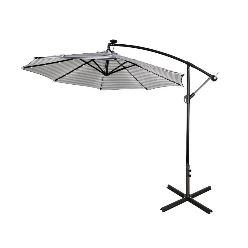 Lucent 10' Cantilever Patio Umbrella with Solar LED Lights - Black Stripe