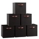 preview thumbnail 60 of 64, Foldable Collapsible Storage Box Bins Linen Fabric Shelf Basket Cube Organizer with Leather Handles - Set of 6 11" x 11" x 11" - Black