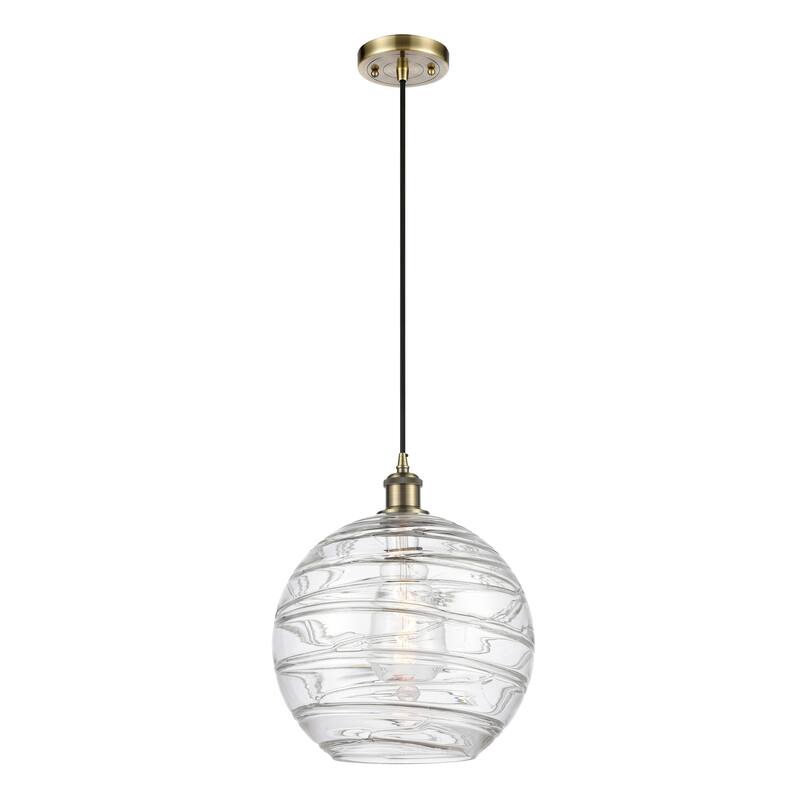 Innovations Lighting Ballston Athens Deco Swirl - 1 Light 12" Cord Hung Mini Pendant - Antique Brass