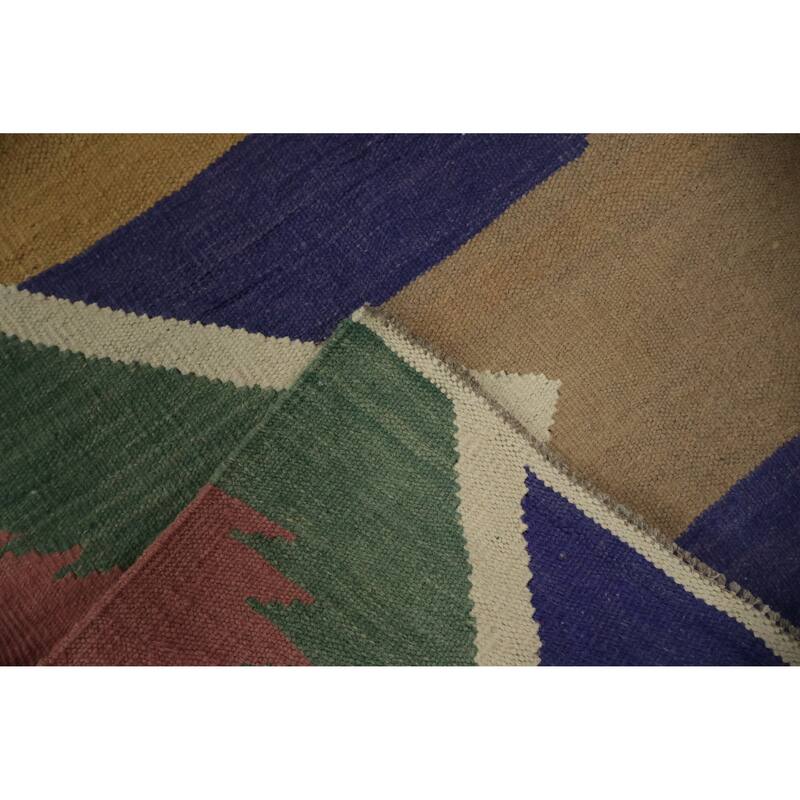Hand Woven Oriental 100% Wool Carpet Southwestern Modern Multi-Colored Kilim Area Rug - 9' 8'' X 8' 6''