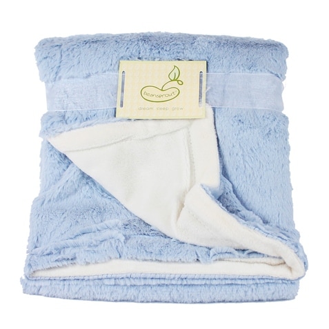 Beansprout Blue Lux Micro Mink Sherpa Crib Throw Blanket