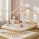 preview thumbnail 16 of 28, Gymax Wooden House Bed Twin to King Daybed w/ Safety Rails & Decorable