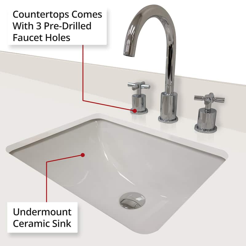 Abbey Bath Vanity with Quartz Top, Sink, Mirror and Faucet