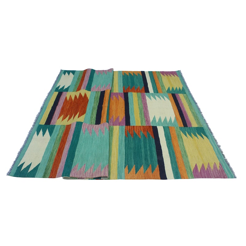 Modern Flatweave Ramiro Red/Ivory Rug - 5'9" x 7'10"