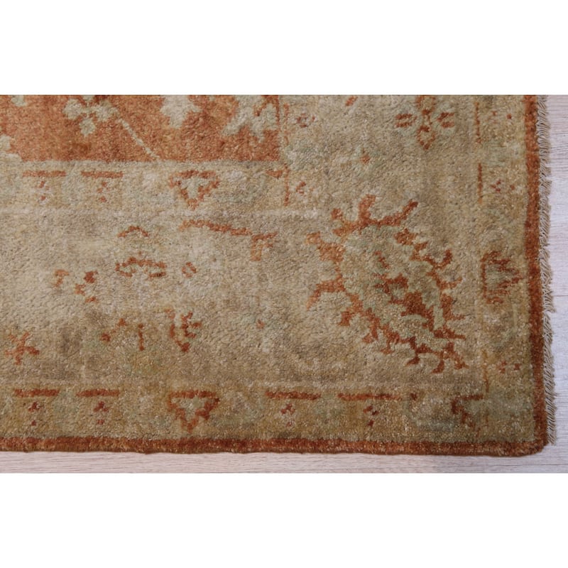 Red Handmade Wool Transitional Rug 10' x 14' - Hand Knotted Natural Dyes Soft Pile Cotton Foundation - N/A