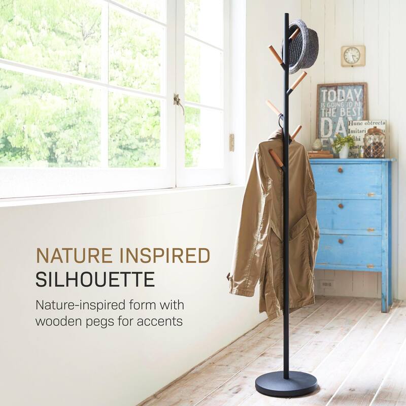 Yamazaki Home Coat Rack, Steel, Holds 26.4 lbs - L 11.02 x W 11.02 x H 69.69 inches
