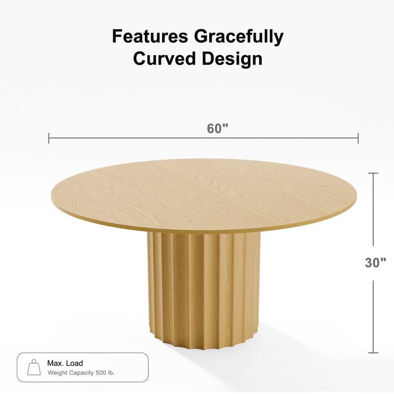 Solid Wood Round Dining Table Kitchen Table for Living/Dining Room Coffee Office