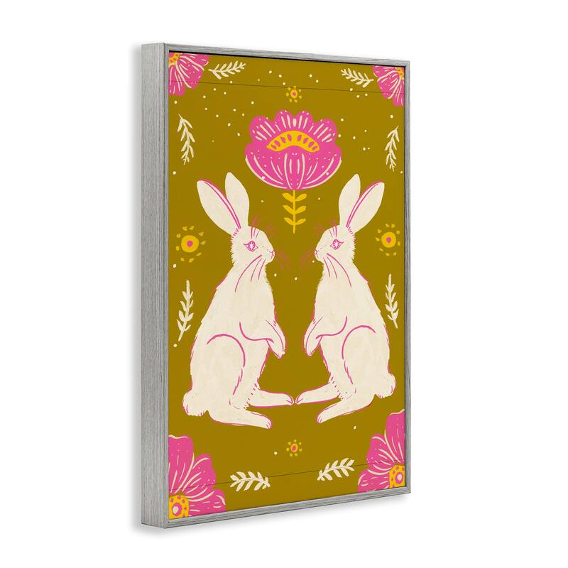 Stupell Mirrored Spring Bunnies Framed Giclee Art Design By Hannah Moren