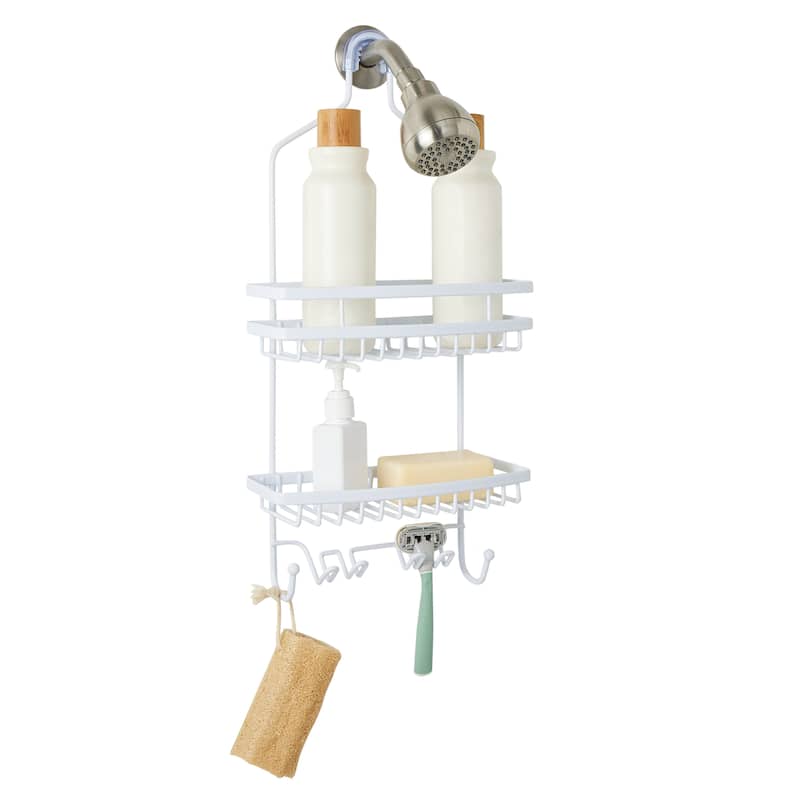 Bath Bliss Venice Shower Caddy in White - 10.25"x 21.1"x 4.3"