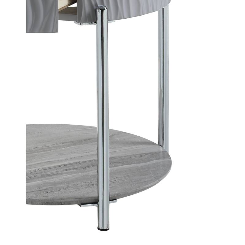 Yukino High Gloss & Chrome Finish End Table